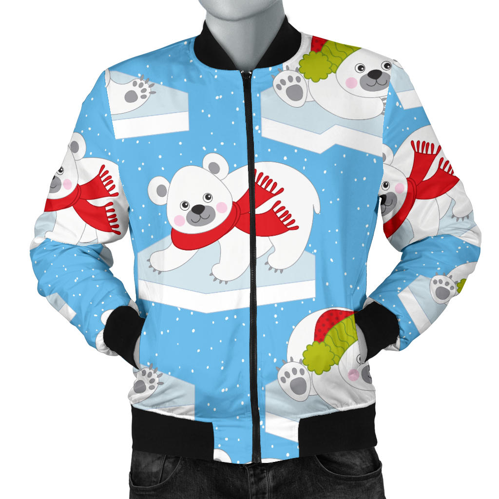 Polar Bear Pattern Print Design PB06 Men Bomber Jacket