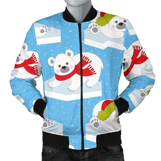 Polar Bear Pattern Print Design PB06 Men Bomber Jacket