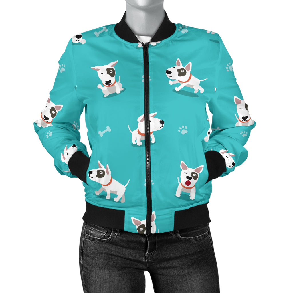 Bull Terriers Pattern Print Design 07 Women's Bomber Jacket