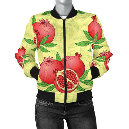 Pomegranate Pattern Print Design PG07 Women Bomber Jacket