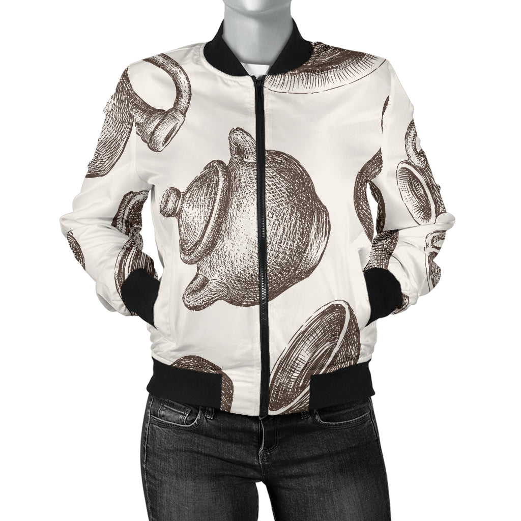 Pottery Pattern Print Design A01 Women's Bomber Jacket