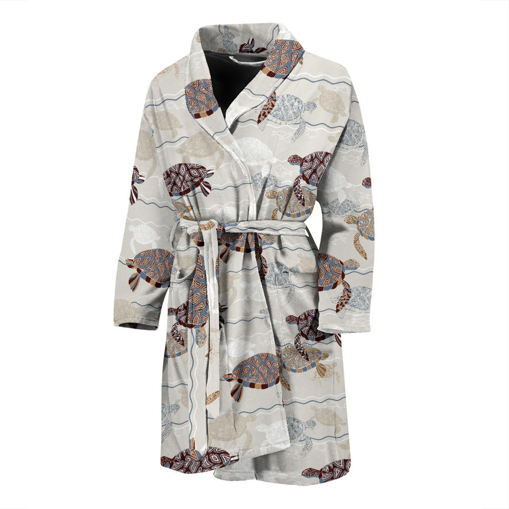 Sea Turtle Pattern Print Design T07 Men Bathrobe