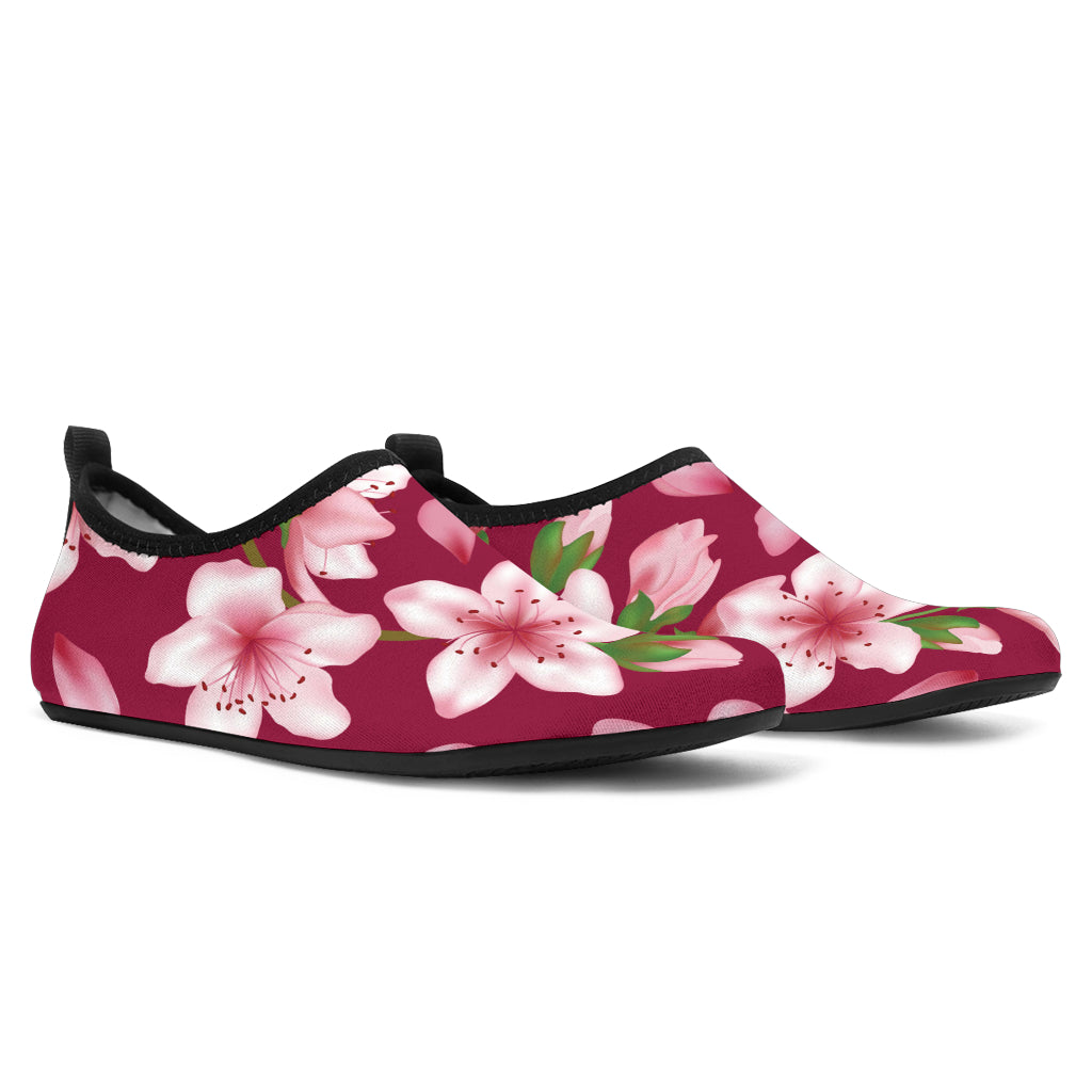 Cherry Blossom Pattern Print Design CB06 Aqua Water Shoes