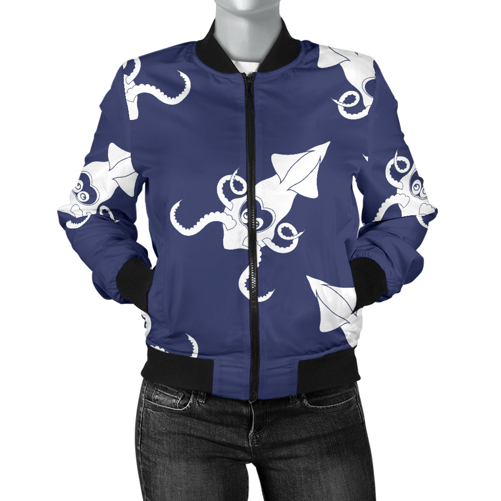 Giant Squid Pattern Print Design 02 Women's Bomber Jacket