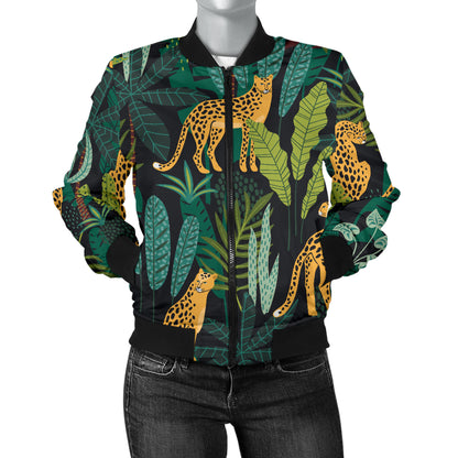 Jaguar Jungle Pattern Print Design 03 Women's Bomber Jacket