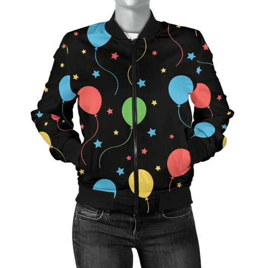 Ballon Colorful Pattern Print Design 04 Women's Bomber Jacket