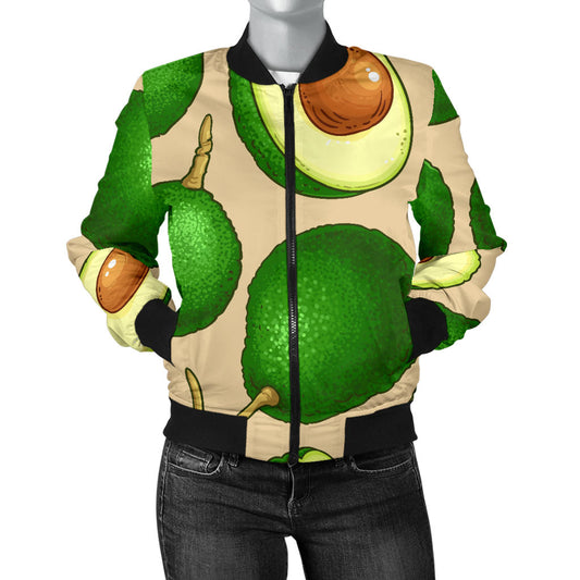 Avocado Pattern Print Design AC010 Women Bomber Jacket