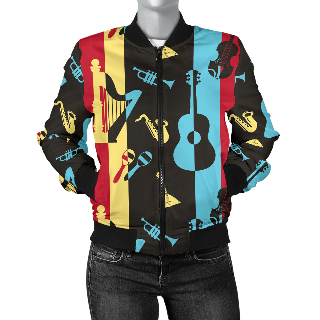 Jazz Pattern Print Design 02 Women's Bomber Jacket