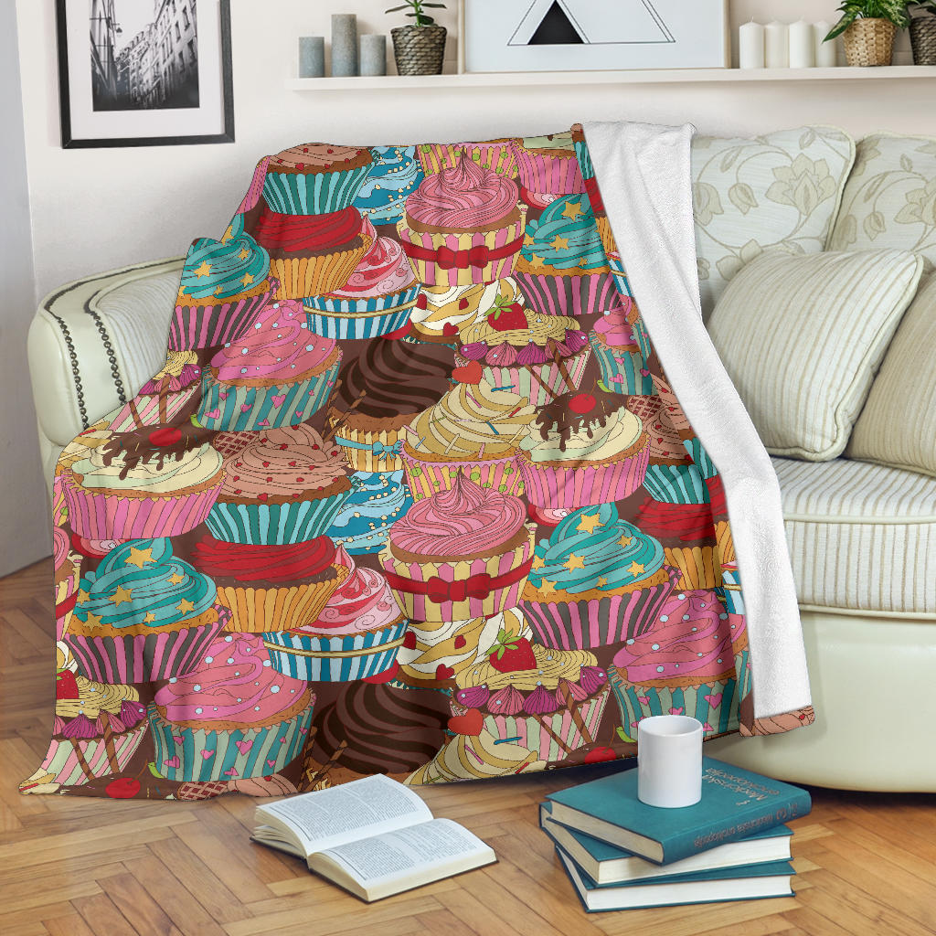 Cupcake Pattern Print Design CP01 Fleece Blanket