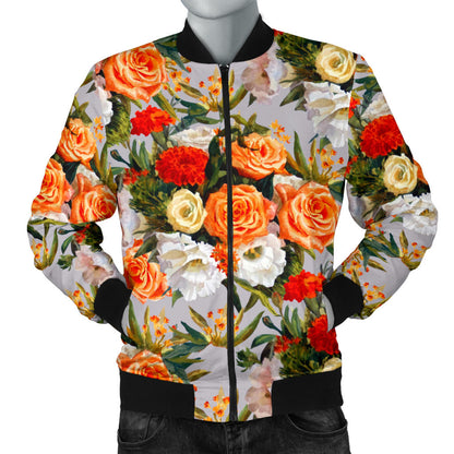 Lisianthus Pattern Print Design LT04 Men Bomber Jacket