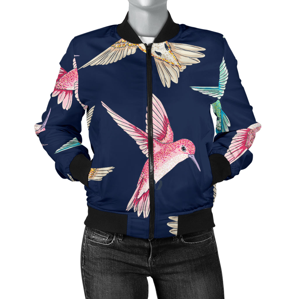 Hummingbird Cute Pattern Print Design 01 Women's Bomber Jacket