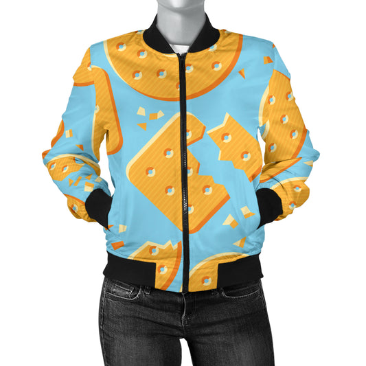 Cracker Pattern Print Design 02 Women's Bomber Jacket