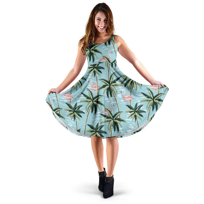 Palm Tree Pattern Print Design PT05 Midi Dress