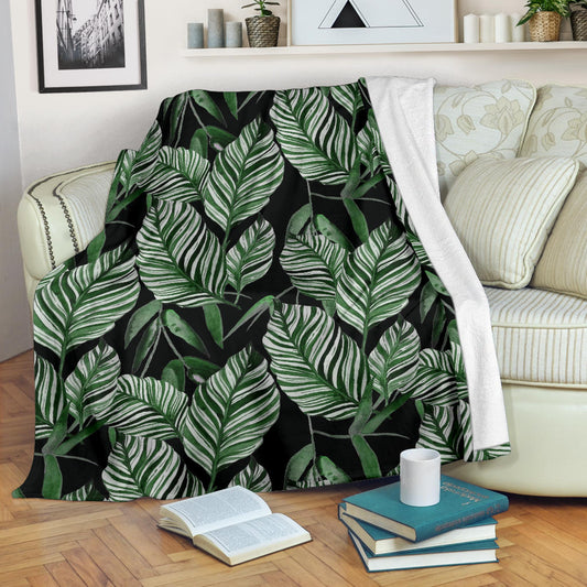 Palm Leaves Pattern Print Design PL09 Fleece Blanket
