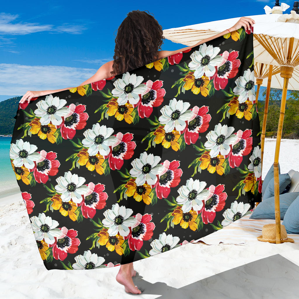 Anemone Pattern Print Design AM07 Sarong Pareo Wrap