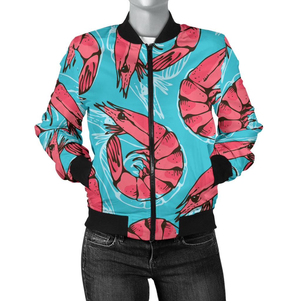 Prawn Pattern Print Design 01 Women's Bomber Jacket