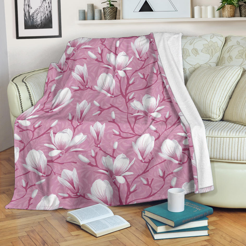 Magnolia Pattern Print Design MAG05 Fleece Blanket