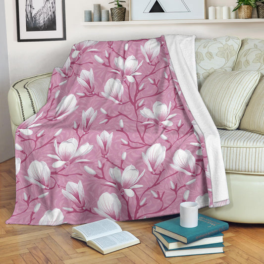 Magnolia Pattern Print Design MAG05 Fleece Blanket