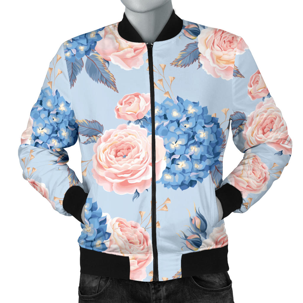 Hydrangea Pattern Print Design HD06 Men Bomber Jacket