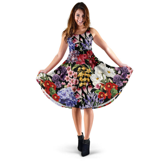 Summer Floral Pattern Print Design SF04 Midi Dress