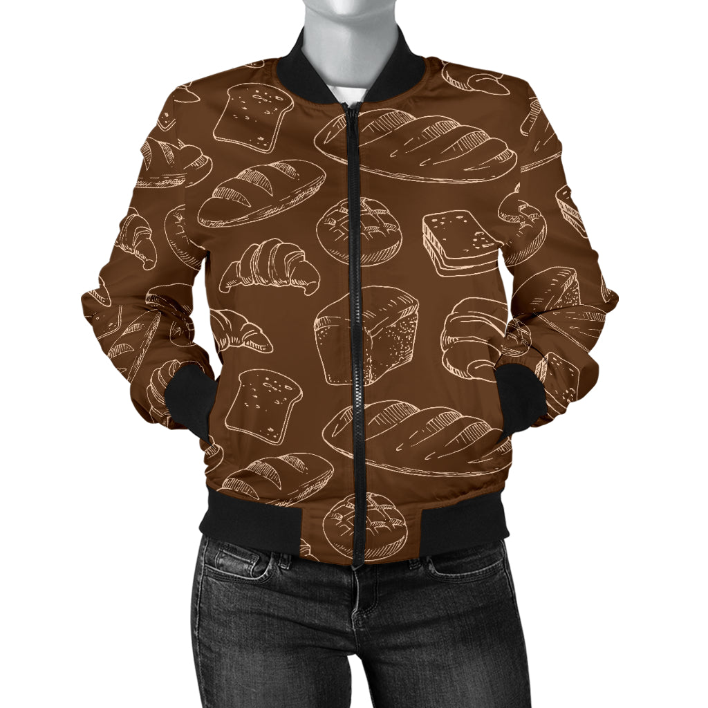 Bread Pattern Print Design 02 Women's Bomber Jacket
