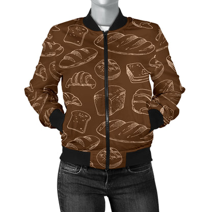 Bread Pattern Print Design 02 Women's Bomber Jacket