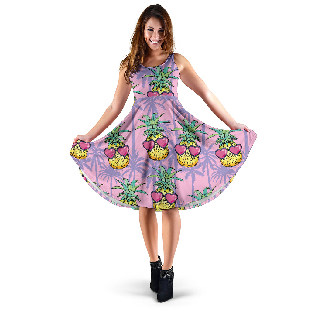 Pineapple Pattern Print Design PP06 Midi Dress