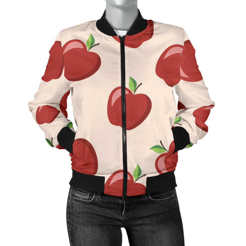 Apple Pattern Print Design AP01 Women Bomber Jacket