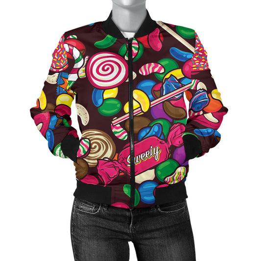Candy Pattern Print Design CA02 Women Bomber Jacket