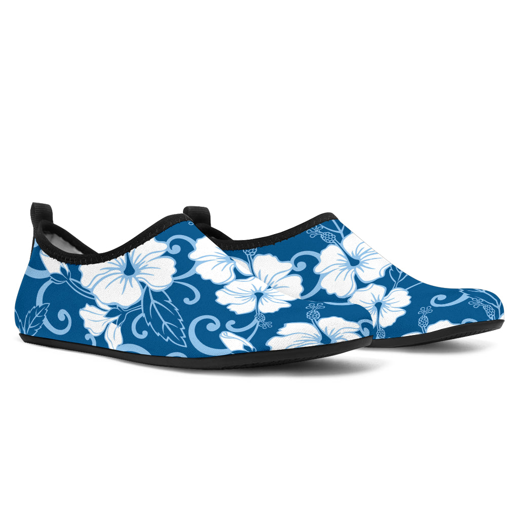 Hibiscus Pattern Print Design HB03 Aqua Water Shoes