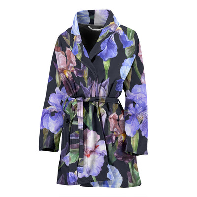 Iris Pattern Print Design IR04 Women Bathrobe