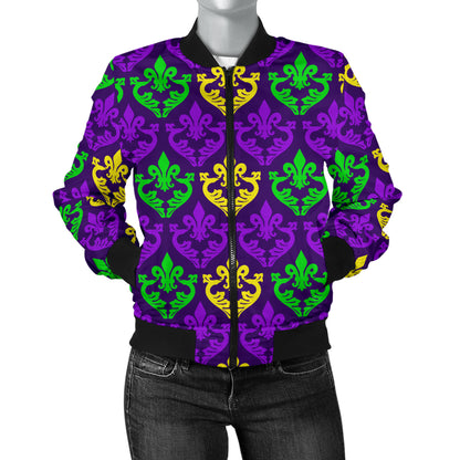 Mardi Gras Pattern Print Design 02 Women's Bomber Jacket