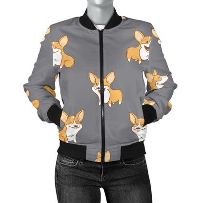 Pembroke Welsh Corgis Pattern Print Design A02 Women's Bomber Jacket