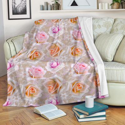 Rose Pattern Print Design RO011 Fleece Blanket