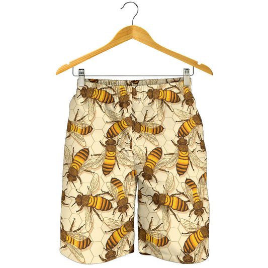 Bee Pattern Print Design BEE05 Mens Shorts