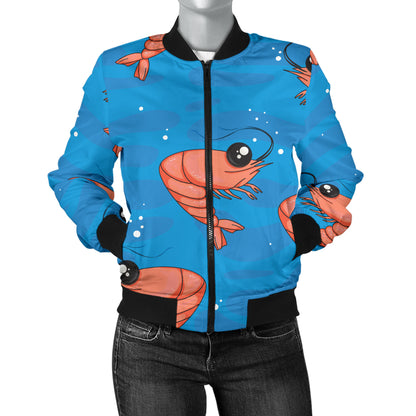 Prawn Cute Pattern Print Design 03 Women's Bomber Jacket