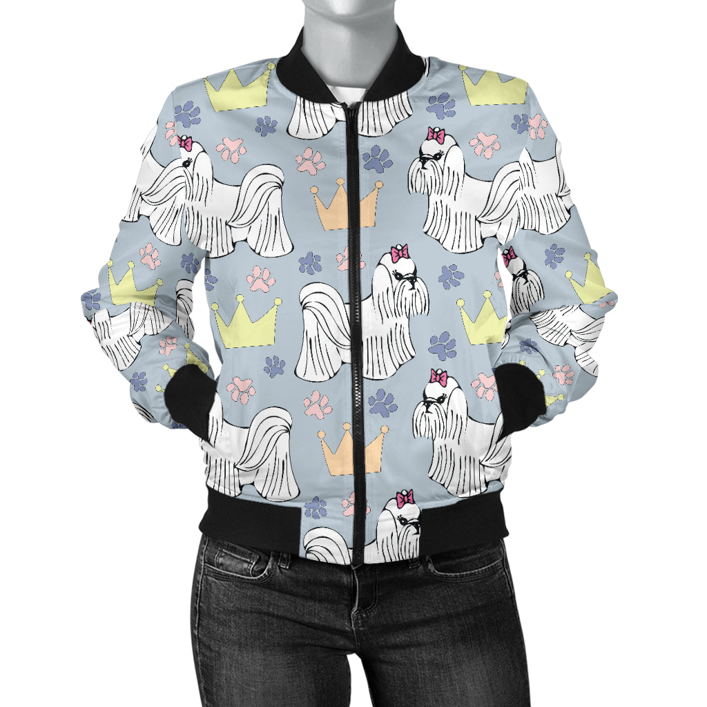 Maltese Pattern Print Design 04 Women's Bomber Jacket