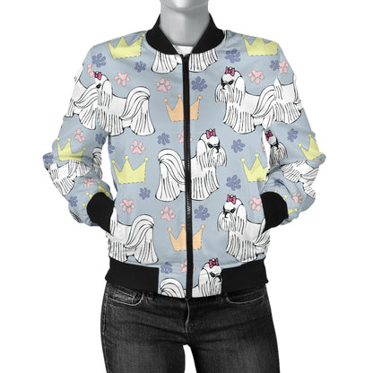 Maltese Pattern Print Design 04 Women's Bomber Jacket