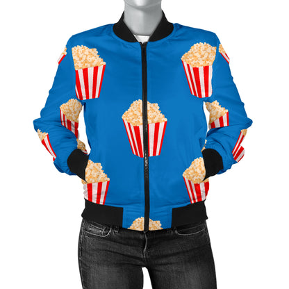 Popcorn Pattern Print Design A04 Women's Bomber Jacket