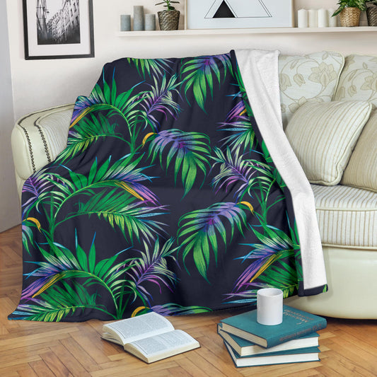 Palm Leaves Pattern Print Design PL04 Fleece Blanket