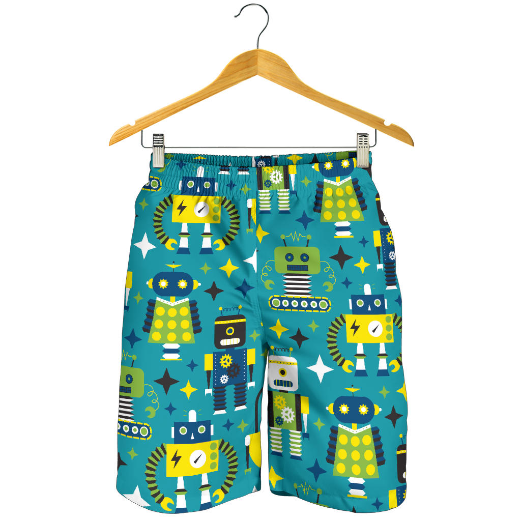 Robot Pattern Print Design A02 Mens Shorts