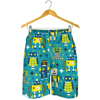 Robot Pattern Print Design A02 Mens Shorts