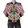 Peace Sign Pattern Print Design A03 Women's Bomber Jacket