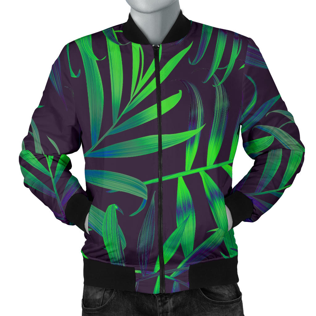 Palm Leaves Pattern Print Design PL01 Men Bomber Jacket