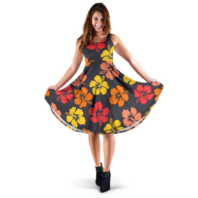 Hibiscus Pattern Print Design HB024 Midi Dress