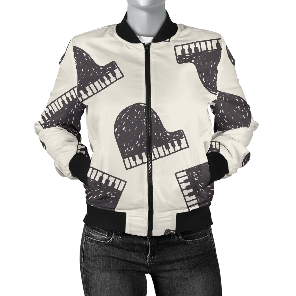 Piano Pattern Print Design 04 Women's Bomber Jacket