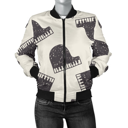 Piano Pattern Print Design 04 Women's Bomber Jacket
