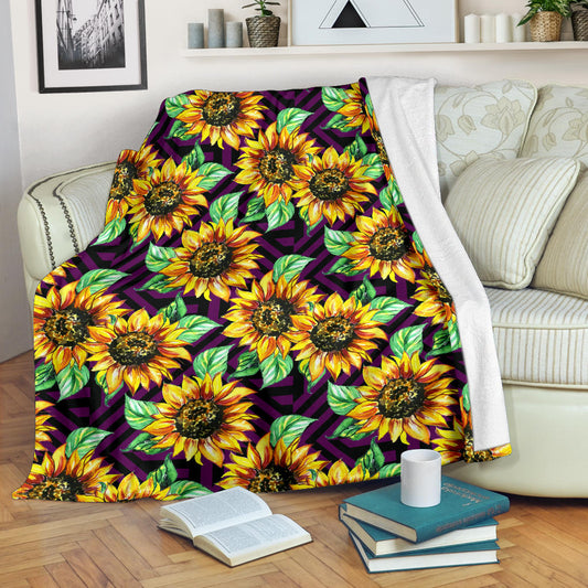 Sunflower Pattern Print Design SF012 Fleece Blanket