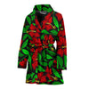 Red Hibiscus Embroidered Pattern Print Design HB032 Women Bathrobe