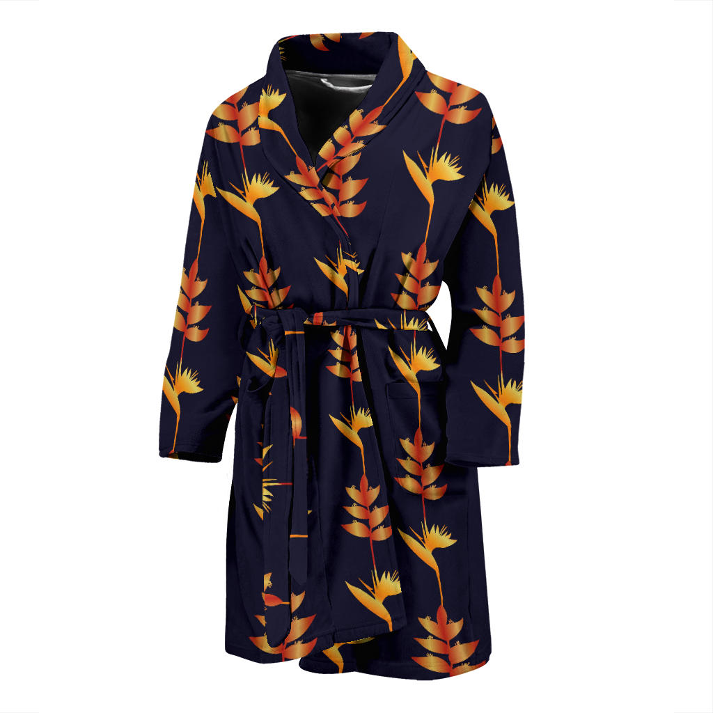 Heliconia Pattern Print Design HL06 Men Bathrobe